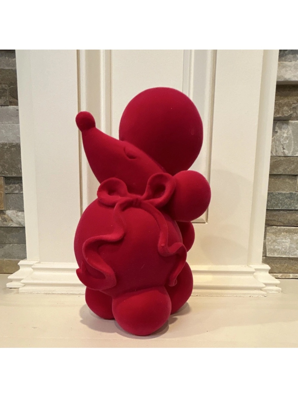 Red Poodle Figurine Velvet Modern Animal Sculpture Medium Home Decor 7x3in-Read